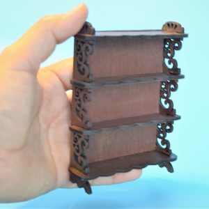 Dollhouse Miniature Bookshelf Display Shelf Handcrafted Wood 3 1/2 " x 4 1/2" 1:12 scale
